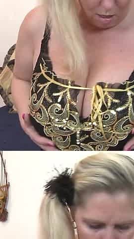 Mature BBW with Big Natural Tits Stuffs Her Fat Pussy with Her Toys