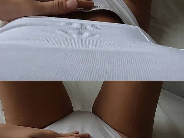 POV THROUGHOUT WHITE PANTS MASTURBATION