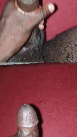 Afro male malik playing with his dong and cum