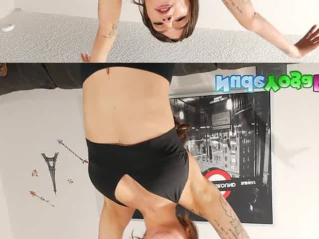Brunette Beauty April Olsen Stretches Yoga And Masturbates