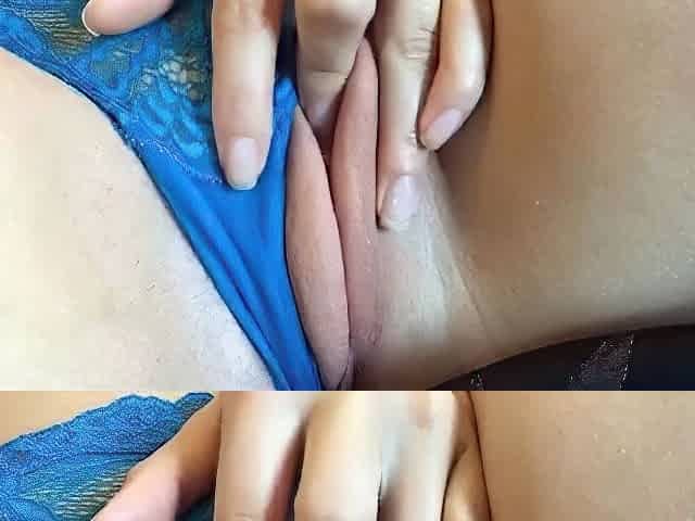Barbie blonde takes her big boobs out to finger on cam