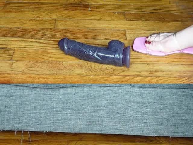 Stomping on Dildo in Pink Sandals