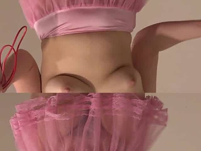 Anal-act of love toy in the booty, when the brunette hair jumps on a jump rope.