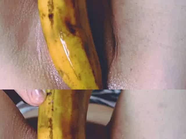 Asian Teen Masturbates with Banana on Webcam