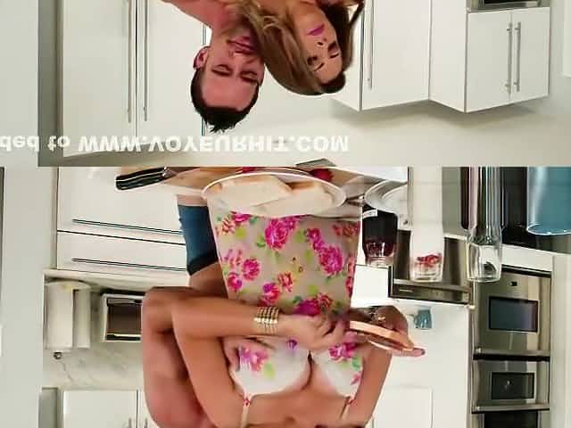 Huge naturals Milf bangs in kitchen