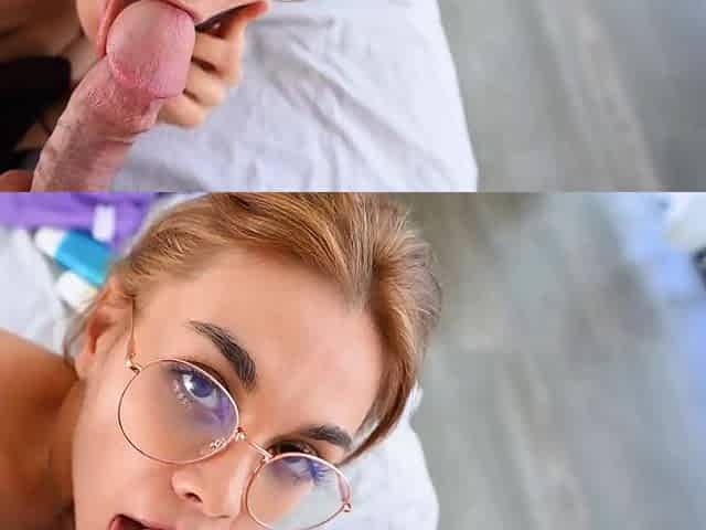August POV Blowjob Handjob Cum in Mouth