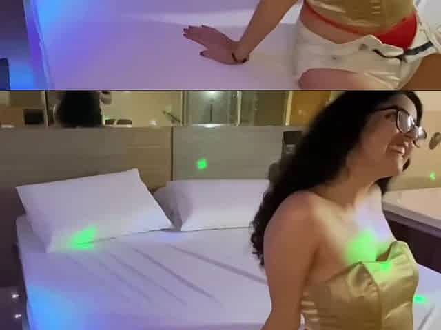 Nerdy whore getting interracial sex with a big black cock in a hotel