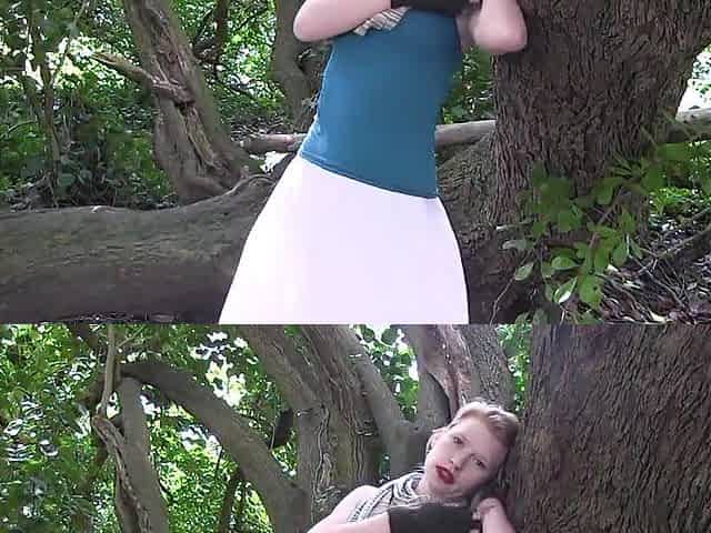 Madison Youthful, solo masturbation on the tree