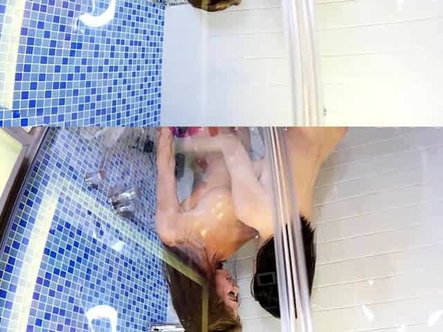Sexy girls Mia Bandini and Purple Bitch suck in shower