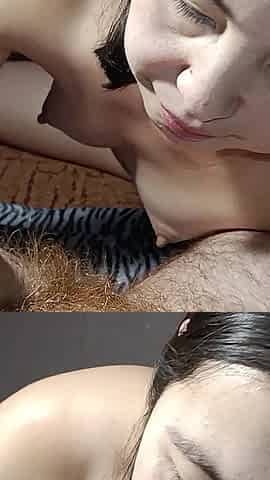 Asian Girl Jerking off and Sucking Cock, I Want Man Milk for My Mouth