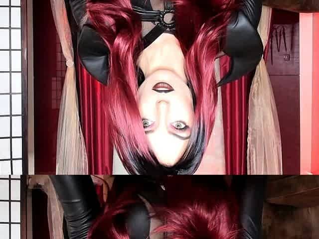 Busty Redhead MILF in a Corset Plays Solo