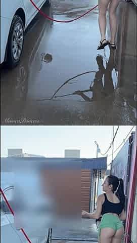 Sexy Car Wash Tease in Tiny Shorts