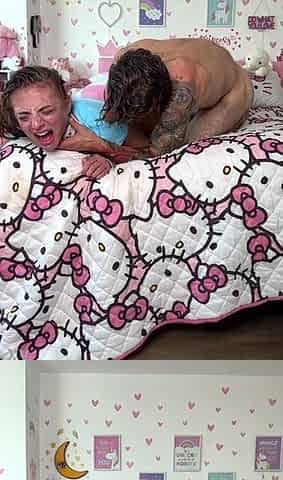 Amateur brunette fucks two big cocks