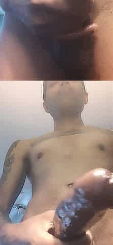 STROKING LARGE EBONY PULSATING DONG