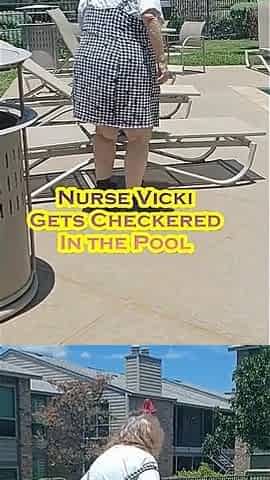 Nurse Vicki Wears Checkers to the Pool