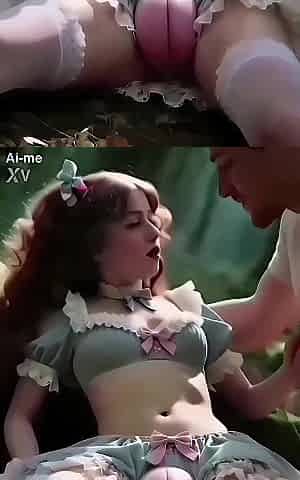 AI-generated charming cutie has sex in the forest