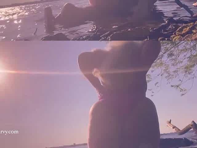 Bikini ass teasing in the water at a public beach!
