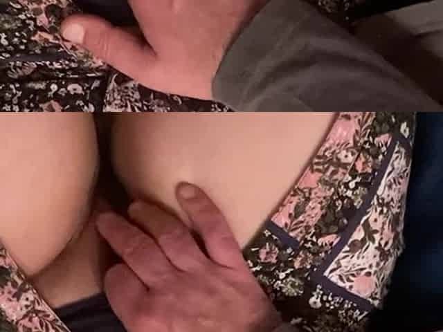 Pervert Old Man Rubs Student's Pussy in the City Bus