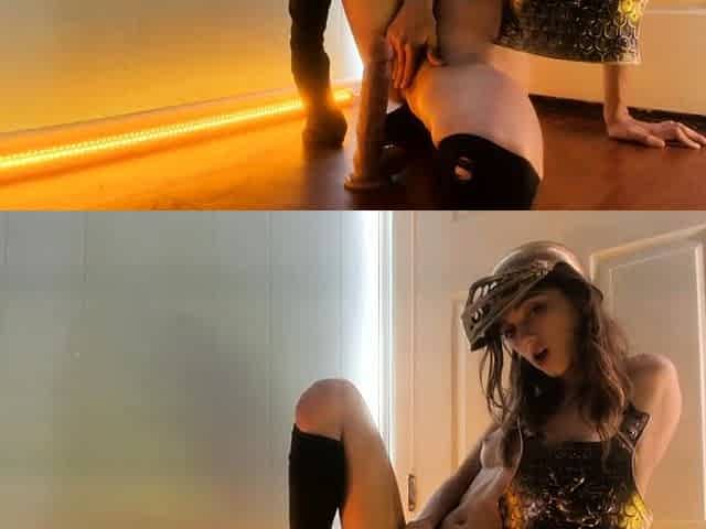 Hot amateur teen in a private show masturbating with a dildo