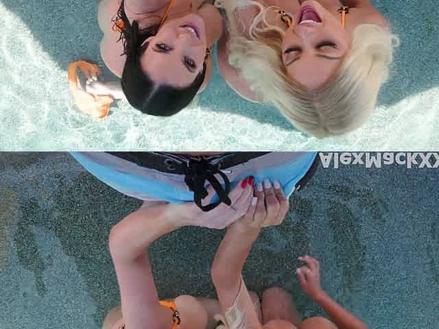 Dan Dangler & Angela White Fuck a Guy by the Pool