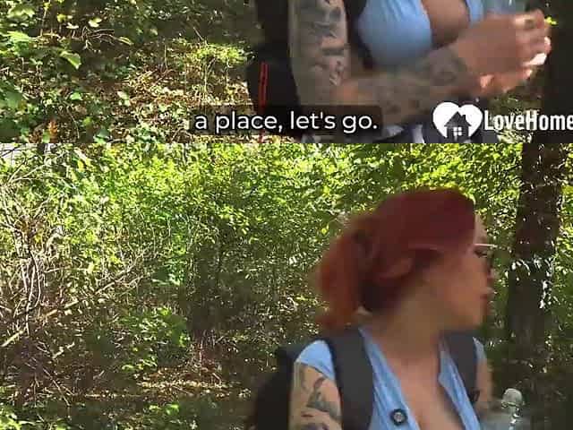 Redhead loves some action in the forest