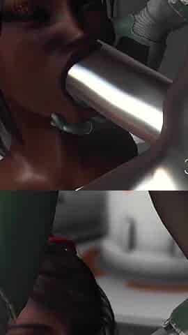 Sex on the exoplanet! Sci-fi android fucks hard a hot black girl in the base camp