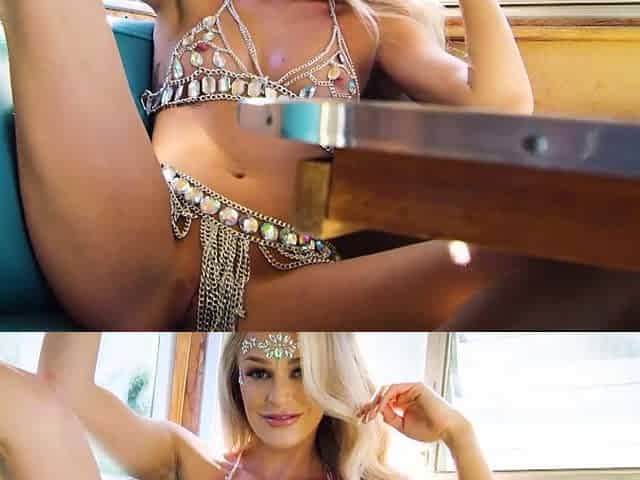 Canadian babe strips bedazzled lingerie