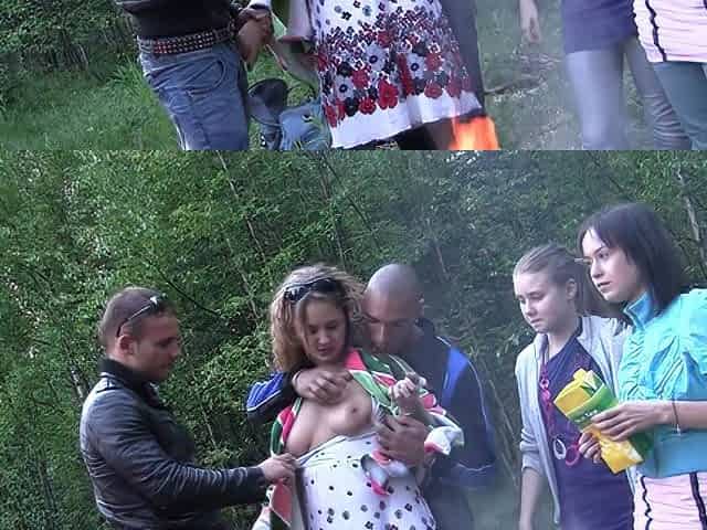 Russian students 18+ staged an fuckfest in the woods