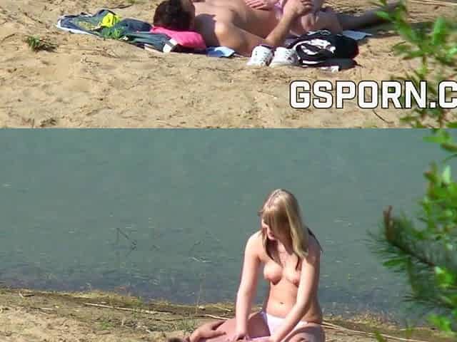 Amateur sex in the beach of river with real pair
