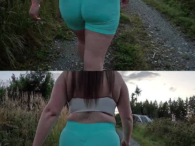 WALKING THROUGHOUT THE FOREST IN A STRAP! German woman has had sufficiently of her butt shorts