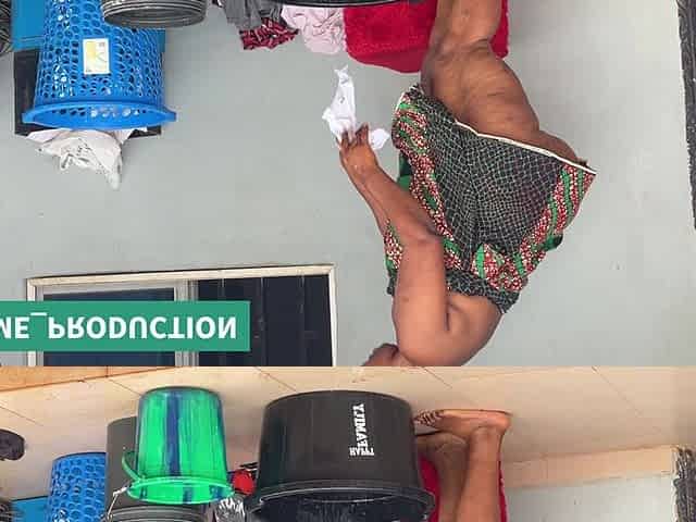 African Mama Multitasks on a Sunday Morning