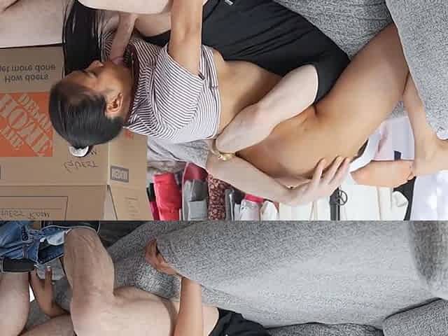 Petite Asian Girl Fucks the Moving Guy