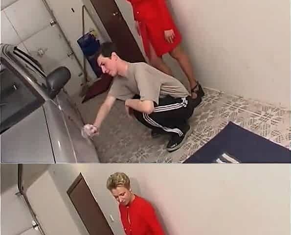 Breasty mommy Seduceding step son whilst cleaning the car