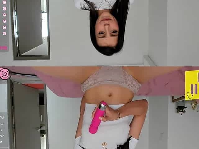 Cute Alice Places Clamps on Her Small, Horny Teenage Breasts, Making Her Feel Like You're Gently Squeezing and Biting Them.