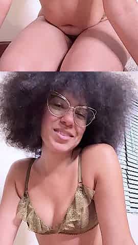 Black Angel with Petite Breasts Talks About Dong in Underware