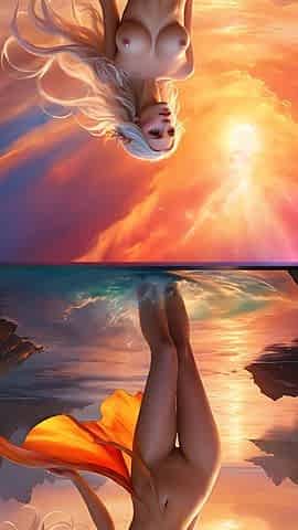 Nude Beauty Melting Into an Abstract Sunset Artistic Ai Fantasy Slideshow
