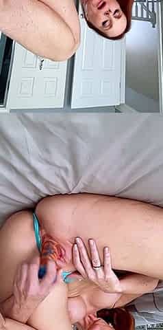 Big tit redhead milf solo dildo action