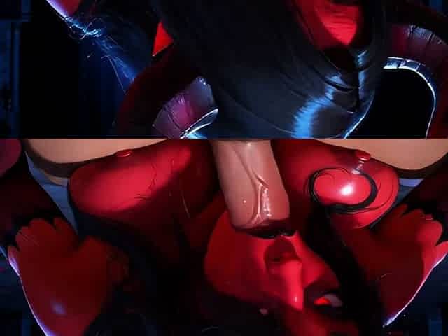 Sexy Red Demon Girl Rides and Sucks Huge Cock in 3D