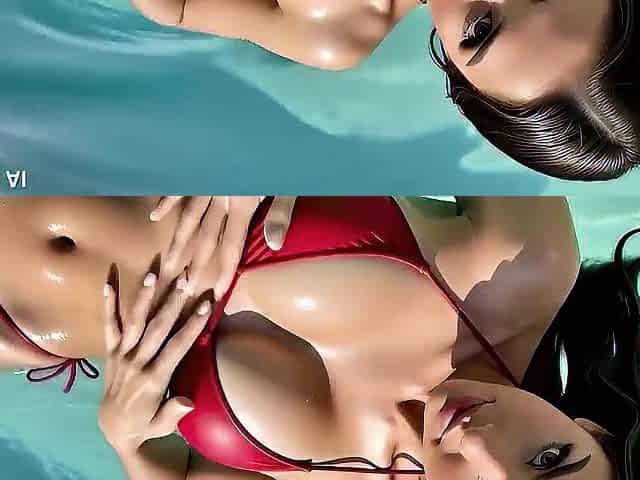 Hardcore Anal Sex with a Breasty Brunette hair Near the Swimming Pool and in a Hotel Room - AI Generation Anal