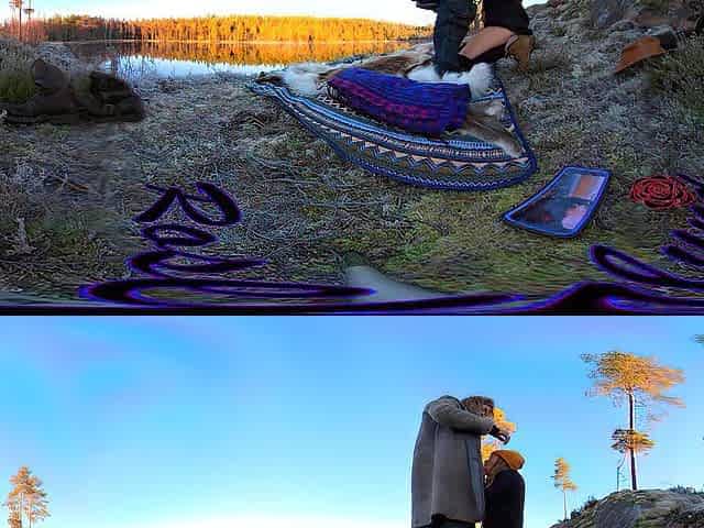Sex on a reindeer skin next to a forest lake - RosenlundX - VR 360 - 5,7k 30fps