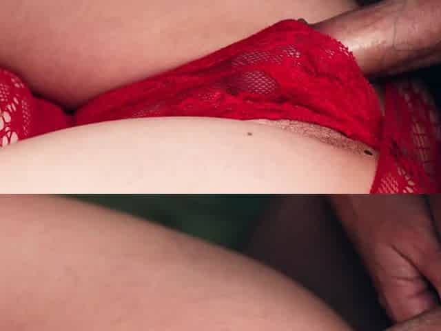 Close-up snatch bang and ejaculation