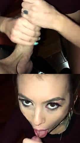 Homemade amateur riding cock cumshot swallow in lingerie