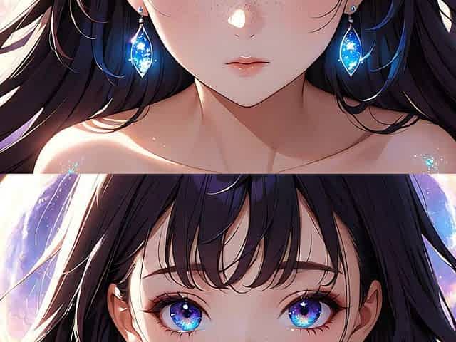Voidgazer: a Beautiful Young Woman with Shimmering Cosmic Freckles