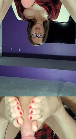 Amateur teen gives a blowjob POV style