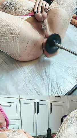 Despairing sissy gooning and riding the bang machine