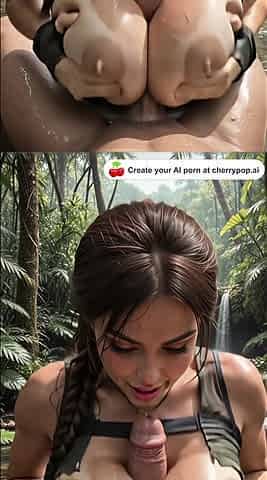 Wet brunette adventurer squeezes dildo between massive tits