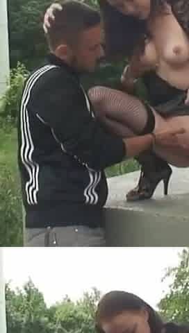 A whore love to fuck outdoor with her boyfriends