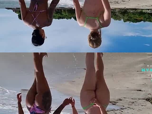 3 large squirts on the beach public - Colombian Lesbo - Mariana Martix