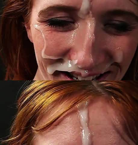 Randy model gets cum shot on her face sucking all the ejacul
