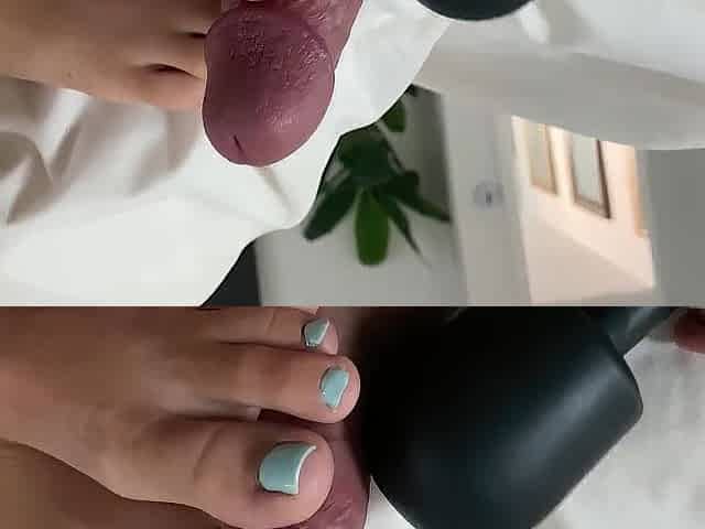 Hubby explodes on my feet and nice-looking blue toe nails